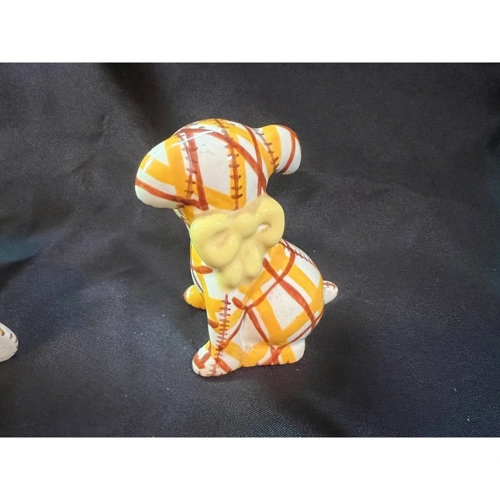 Vintage Brayton Laguna Pottery Plaid Puppy Dog Salt & Pepper Shakers 1930s Calif